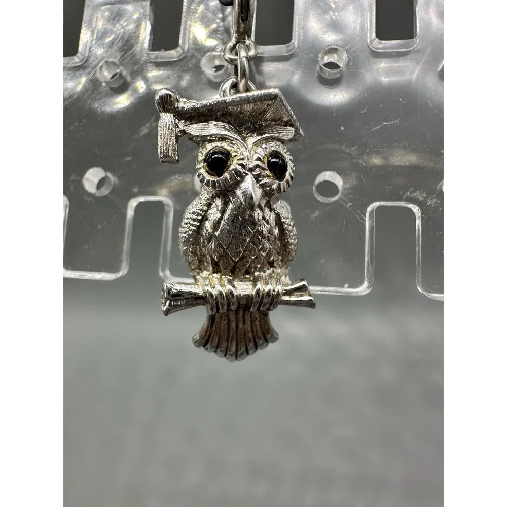 Monet Owl In Graduation Cap Charm Silver Tone Black Eyed Cuteness Sweet